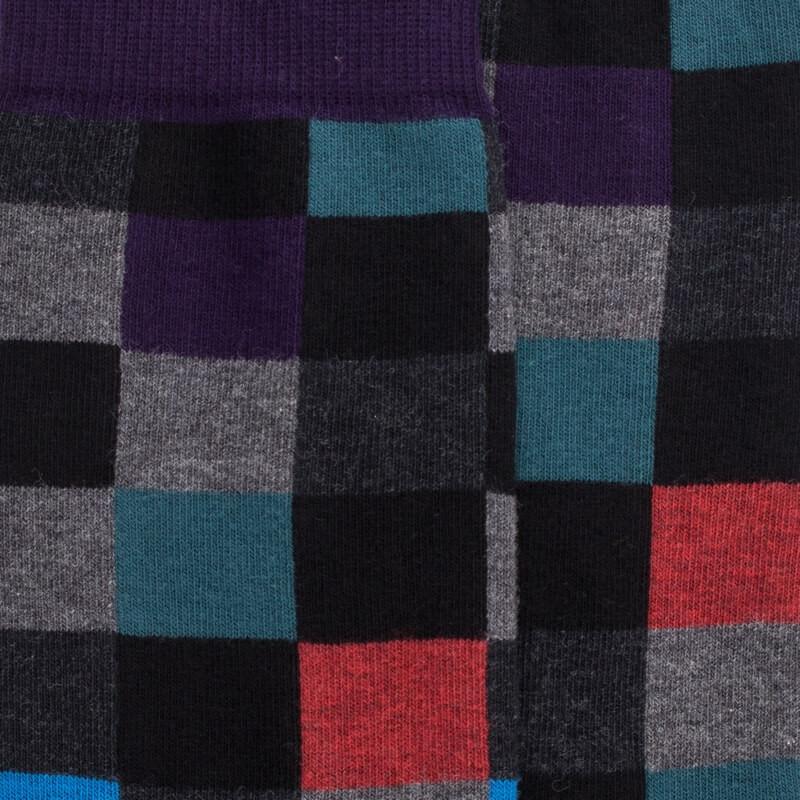 Doré Doré Chaussettes Homme échiquier En Coton - Noir & Violet