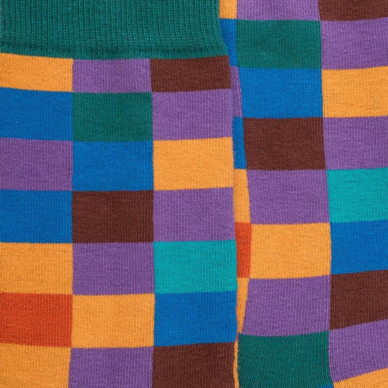 Doré Doré Chaussettes Homme échiquier En Coton - Passion & Vert Verdier