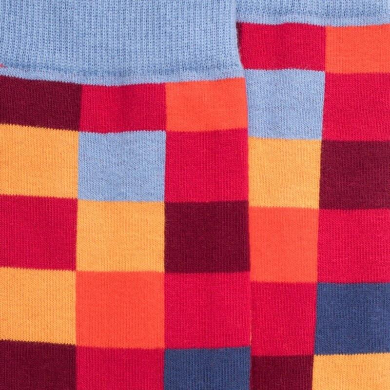 Doré Doré Chaussettes Homme échiquier En Coton - Rouget & Bleu Macadam