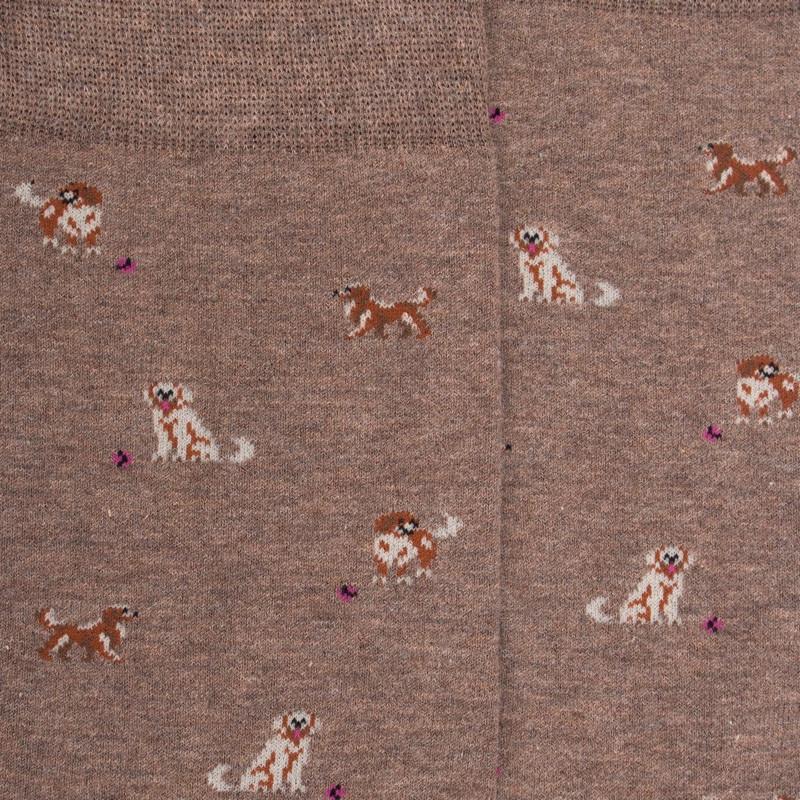 Doré Doré Chaussettes Homme En Coton à Motif Chiens - Blanc Grive