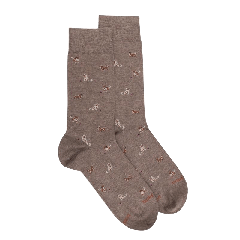 doré doré Chaussettes homme en coton à motif chiens - Blanc Grive