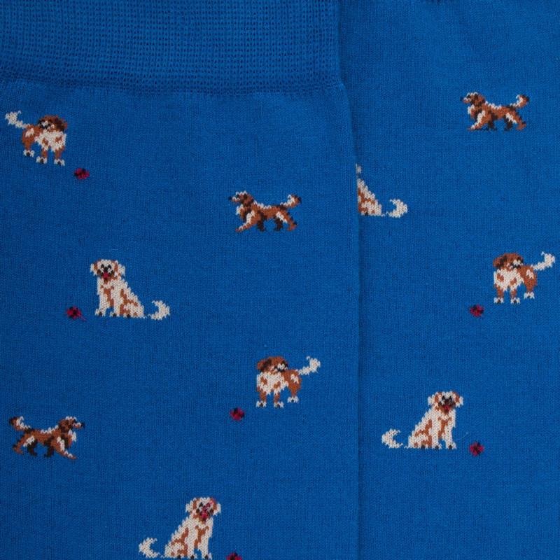 Doré Doré Chaussettes Homme En Coton à Motif Chiens - Bleu Cosmos