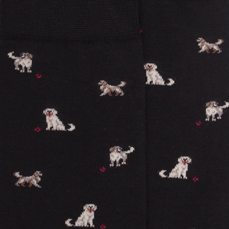 Doré Doré Chaussettes Homme En Coton à Motif Chiens - Noir