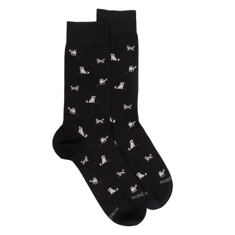 doré doré Chaussettes homme en coton à motif chiens - Noir