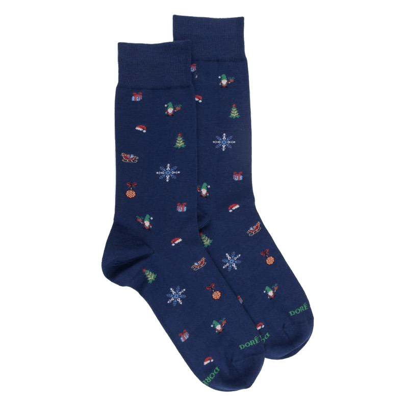 Doré Doré Chaussettes Homme En Coton à Motif De Noël - Bleu Voilier