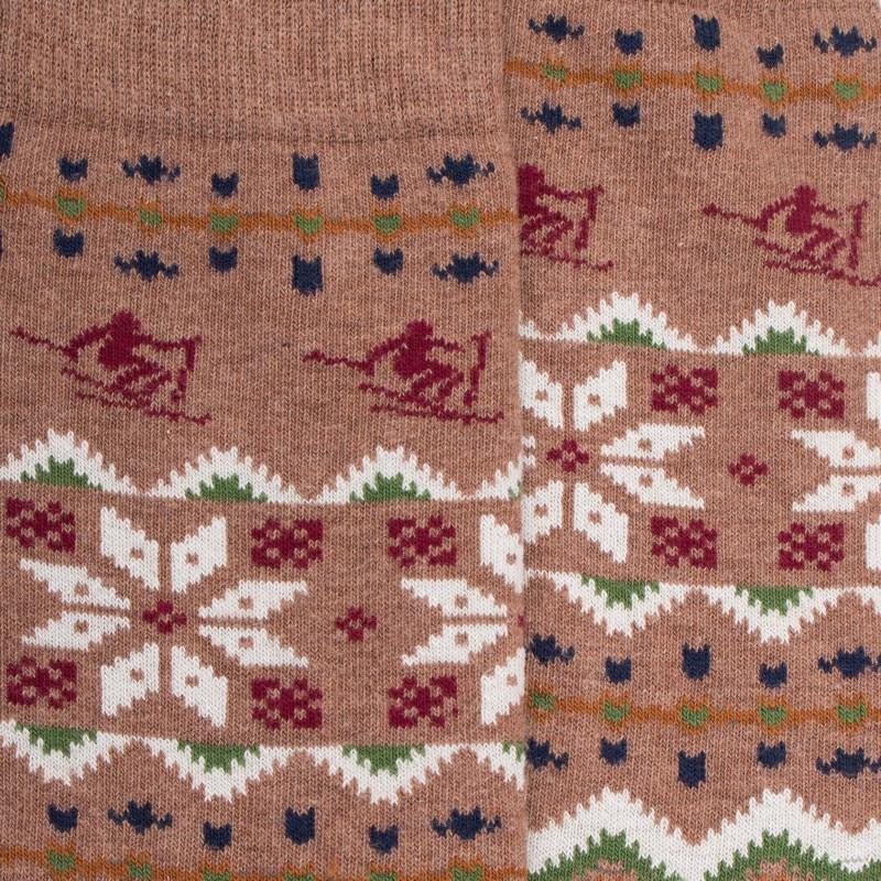 Doré Doré Chaussettes Homme En Coton à Motif De Noël - Marron Caille