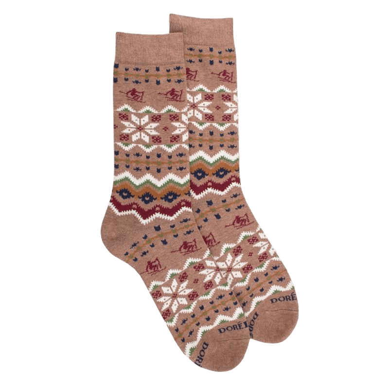 Doré Doré Chaussettes Homme En Coton à Motif De Noël - Marron Caille