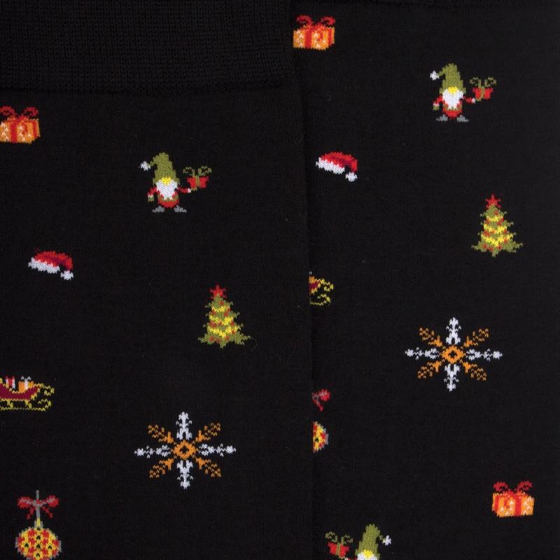 Doré Doré Chaussettes Homme En Coton à Motif De Noël - Noir