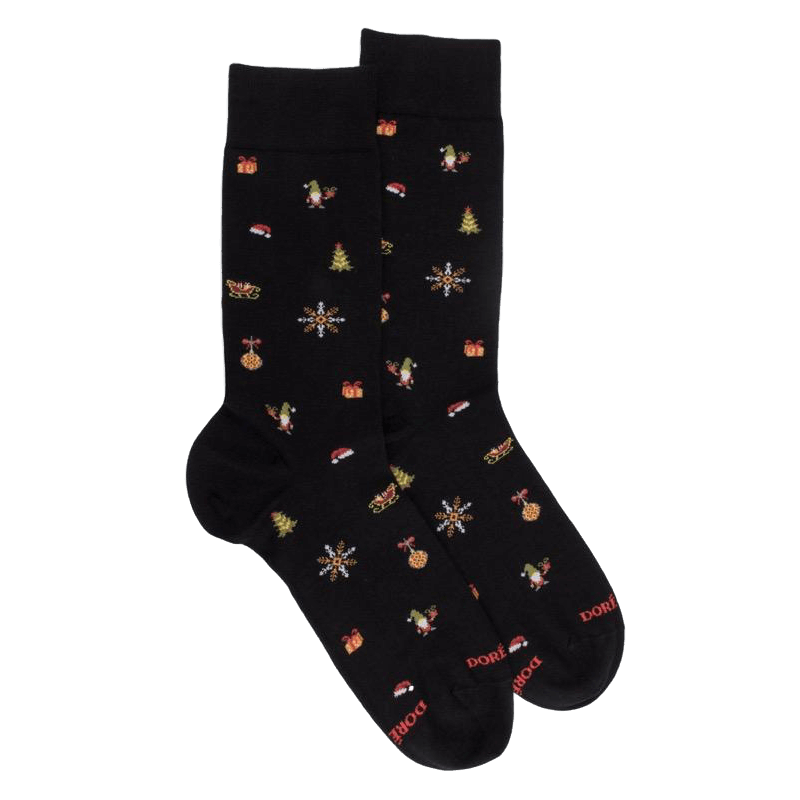doré doré Chaussettes homme en coton à motif de Noël - Noir