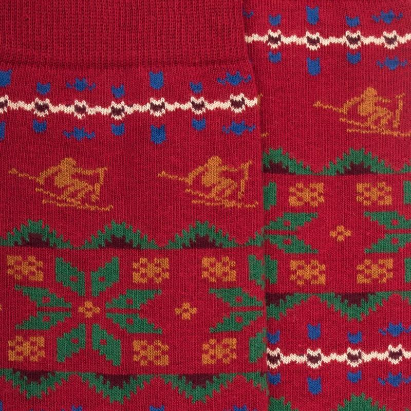 Doré Doré Chaussettes Homme En Coton à Motif De Noël - Rouge Pommard