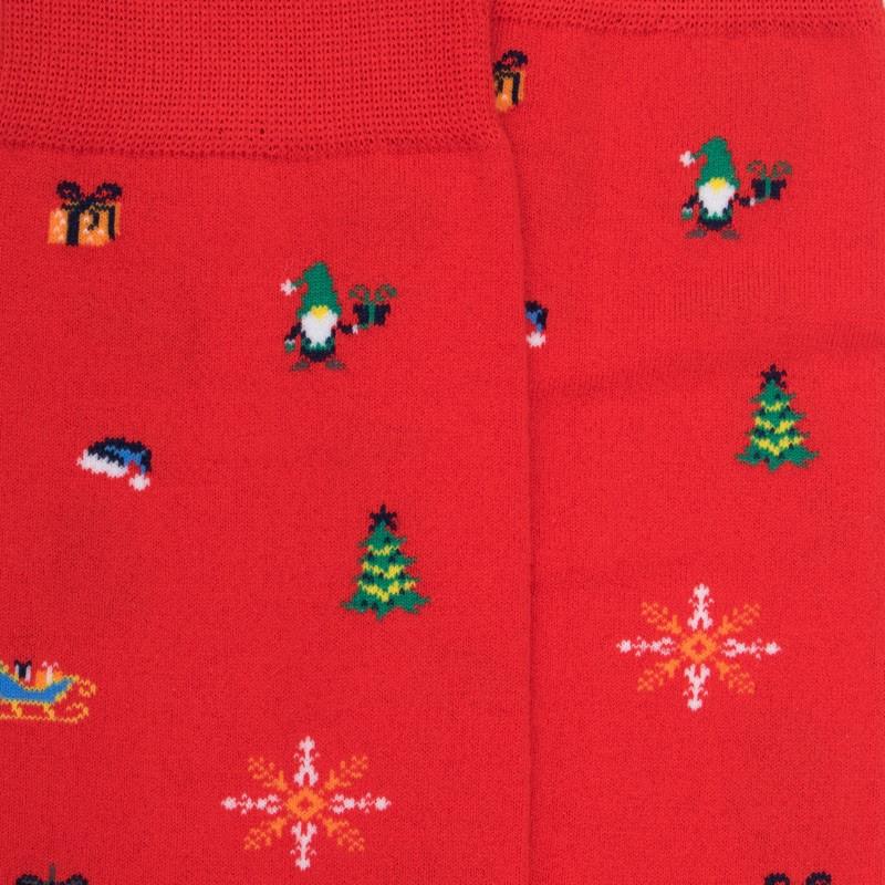 Doré Doré Chaussettes Homme En Coton à Motif De Noël - Rouge Ponceau