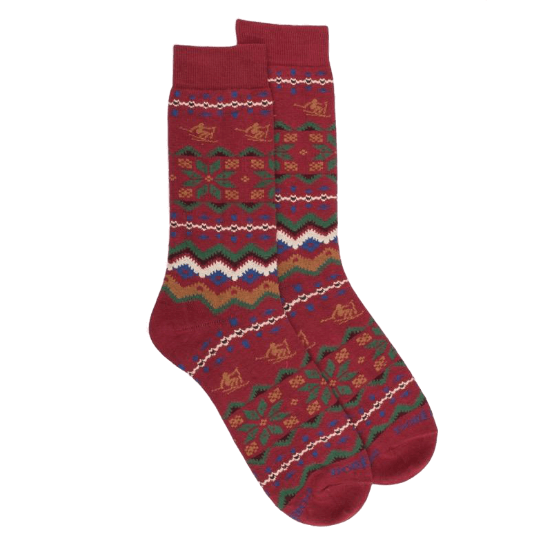 doré doré Chaussettes homme en coton à motif de Noël - Rouge pommard
