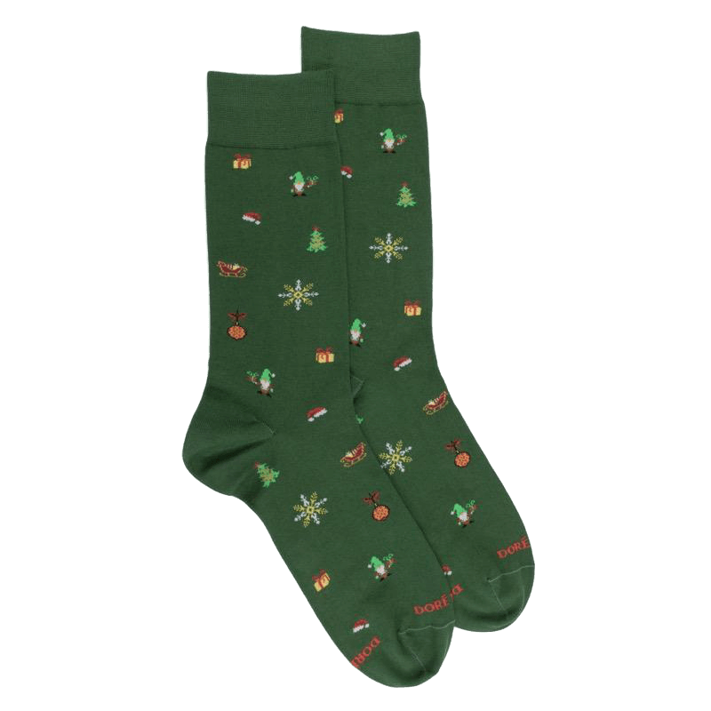 doré doré Chaussettes homme en coton à motif de Noël - Vert