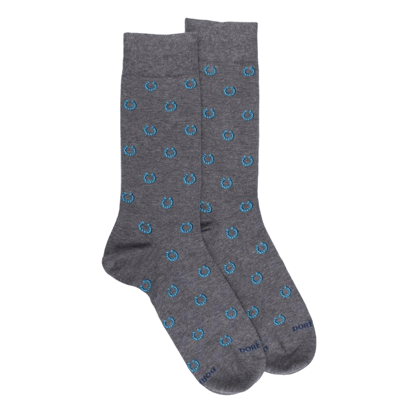 doré doré Chaussettes homme en coton à motif fer à cheval - Gris oxford