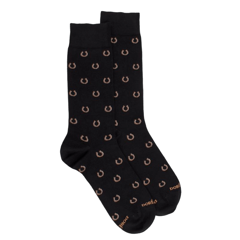 doré doré Chaussettes homme en coton à motif fer à cheval - Noir
