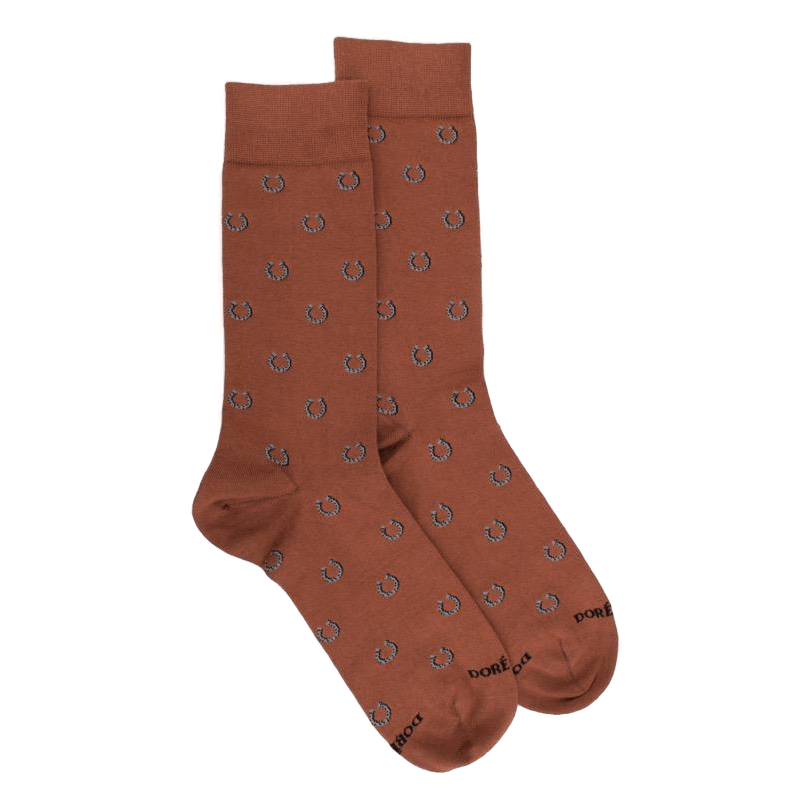 doré doré Chaussettes homme en coton à motif fer à cheval - Orange écureuil