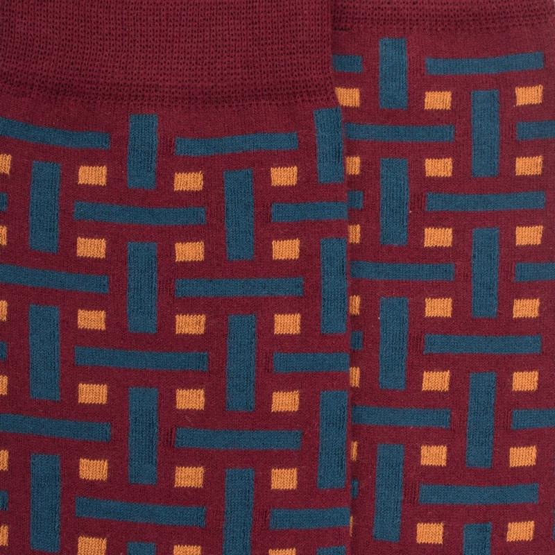 Doré Doré Chaussettes Homme En Coton à Motif Géométrique - Aubergine