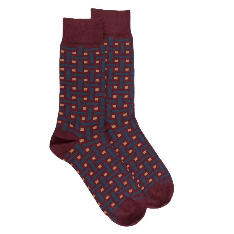 doré doré Chaussettes homme en coton à motif géométrique - Aubergine