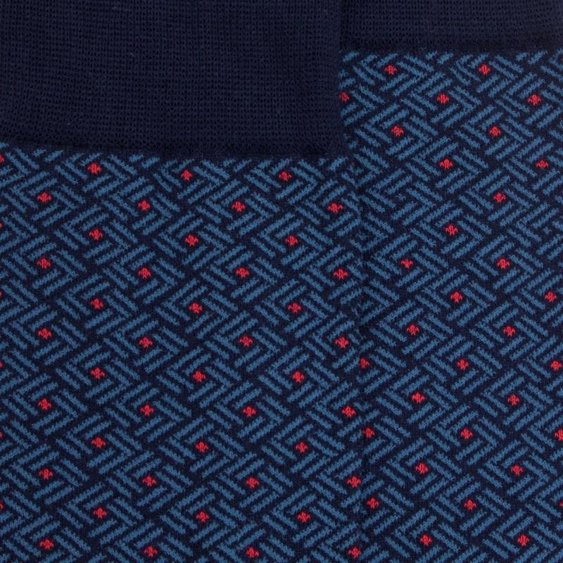 Doré Doré Chaussettes Homme En Coton à Motif Géométrique - Bleu Matelot