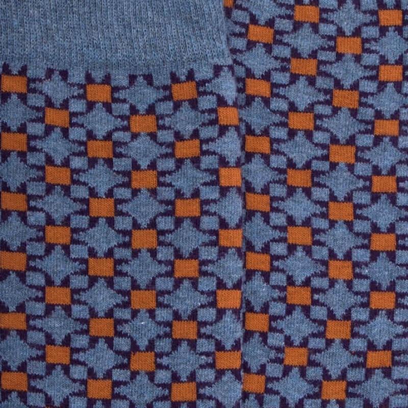 Doré Doré Chaussettes Homme En Coton à Motif Géométrique - Bleu Armée