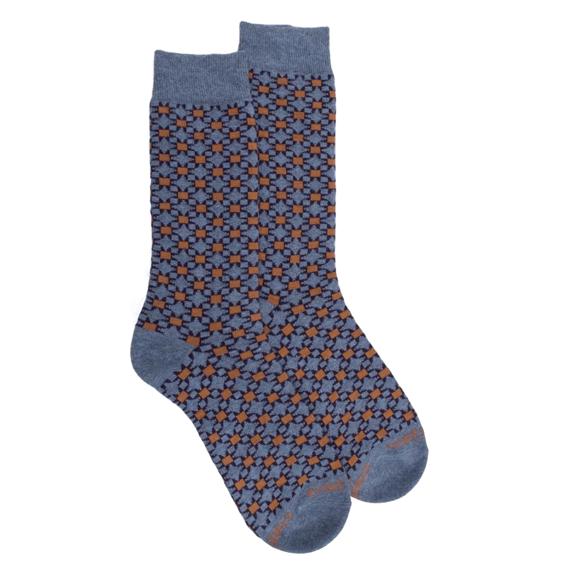 Doré Doré Chaussettes Homme En Coton à Motif Géométrique - Bleu Armée