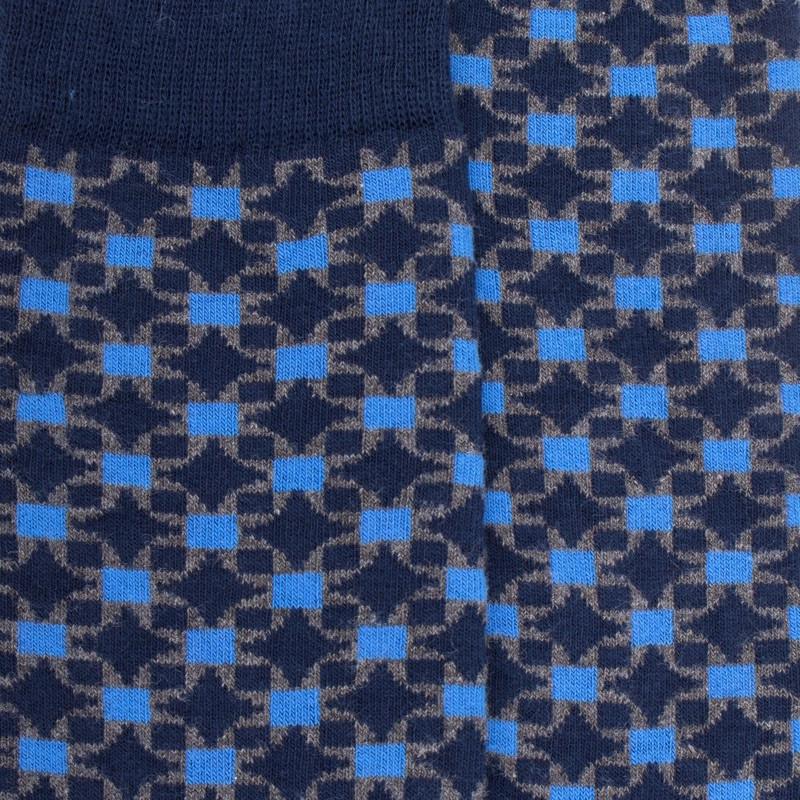 Doré Doré Chaussettes Homme En Coton à Motif Géométrique - Bleu Voilier