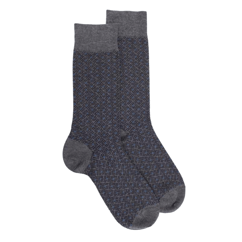doré doré Chaussettes homme en coton à motif géométrique - Gris oxford