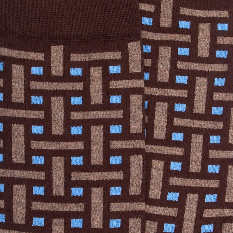 Doré Doré Chaussettes Homme En Coton à Motif Géométrique - Marron Chocolat