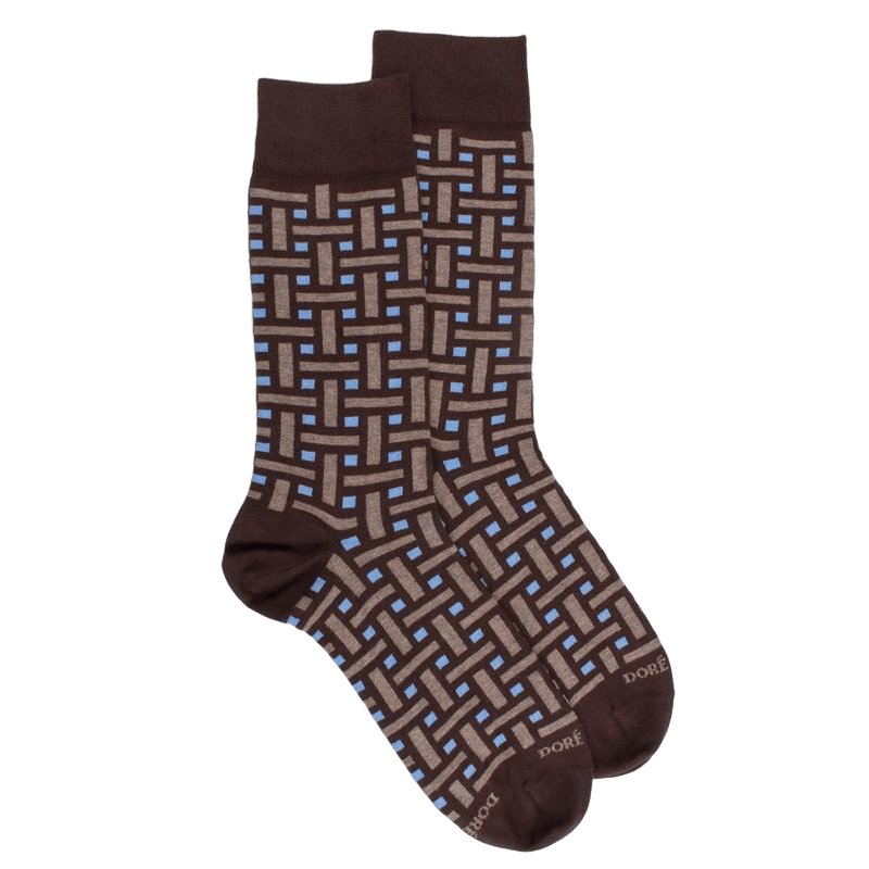 Doré Doré Chaussettes Homme En Coton à Motif Géométrique - Marron Chocolat