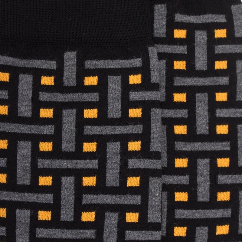 Doré Doré Chaussettes Homme En Coton à Motif Géométrique - Noir