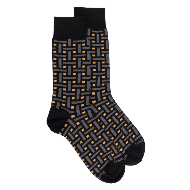 doré doré Chaussettes homme en coton à motif géométrique - Noir