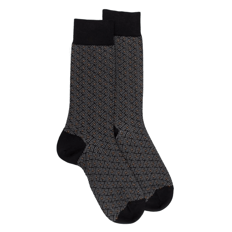 doré doré Chaussettes homme en coton à motif géométrique - Noir