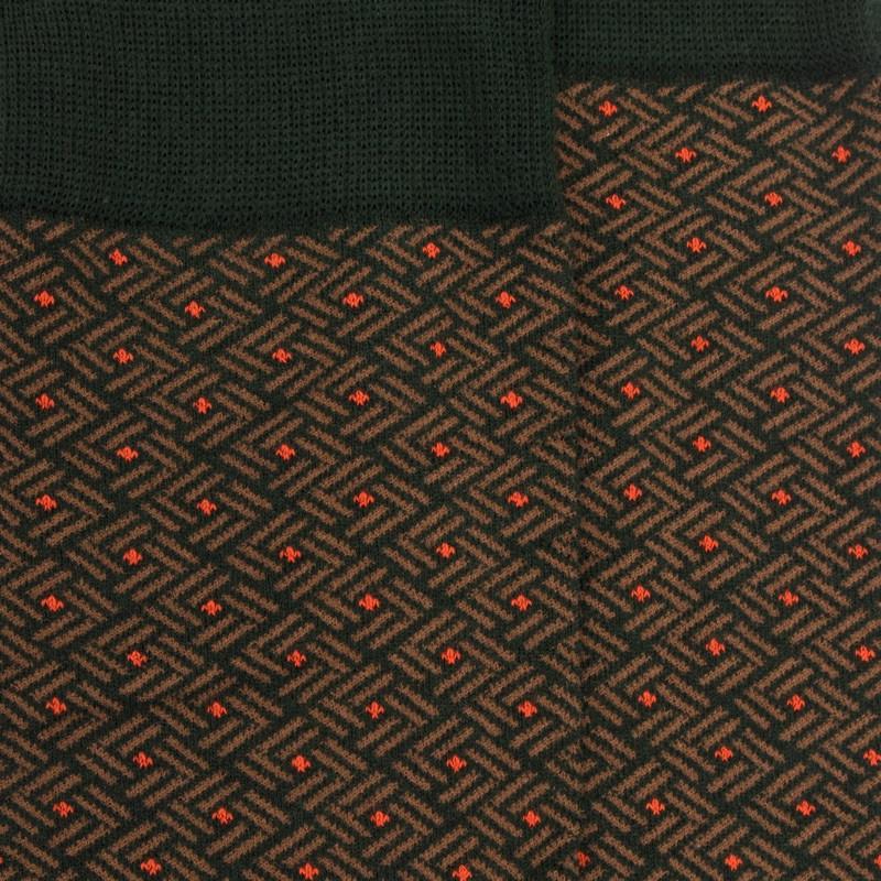 Doré Doré Chaussettes Homme En Coton à Motif Géométrique - Vert Thym