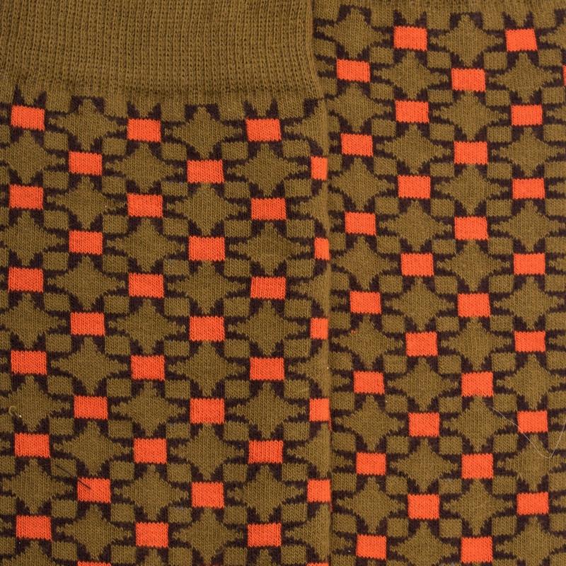Doré Doré Chaussettes Homme En Coton à Motif Géométrique - Vert Pistache