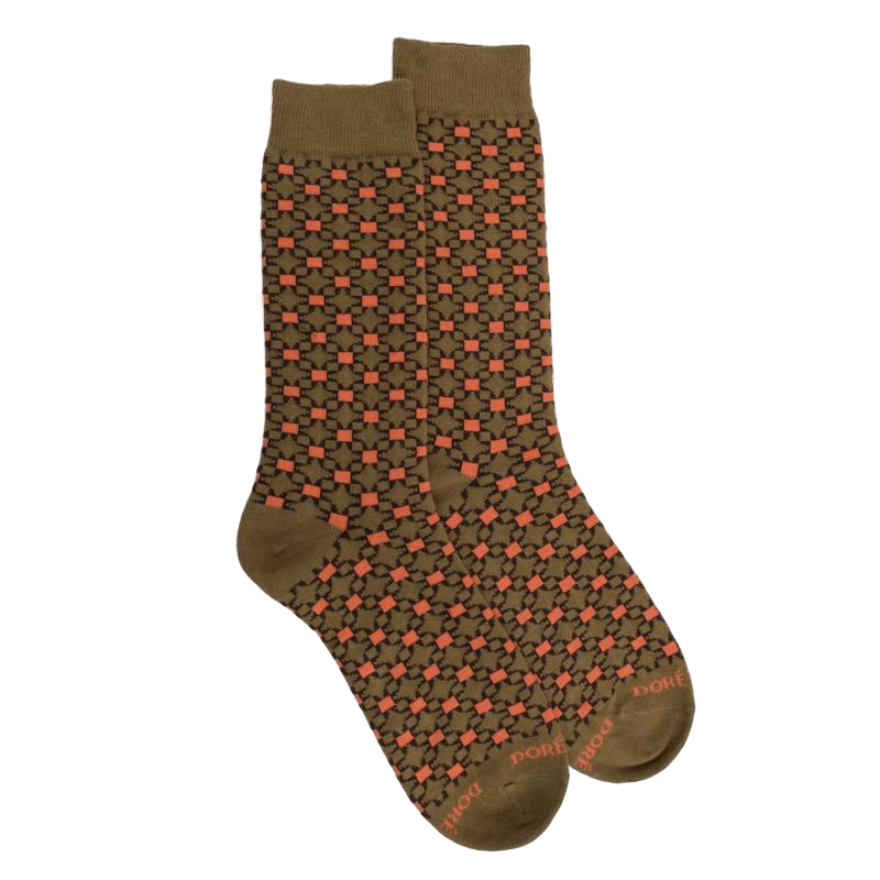doré doré Chaussettes homme en coton à motif géométrique - Vert pistache