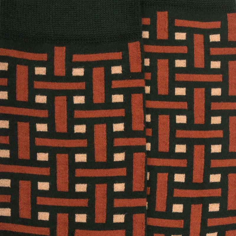 Doré Doré Chaussettes Homme En Coton à Motif Géométrique - Vert Thym