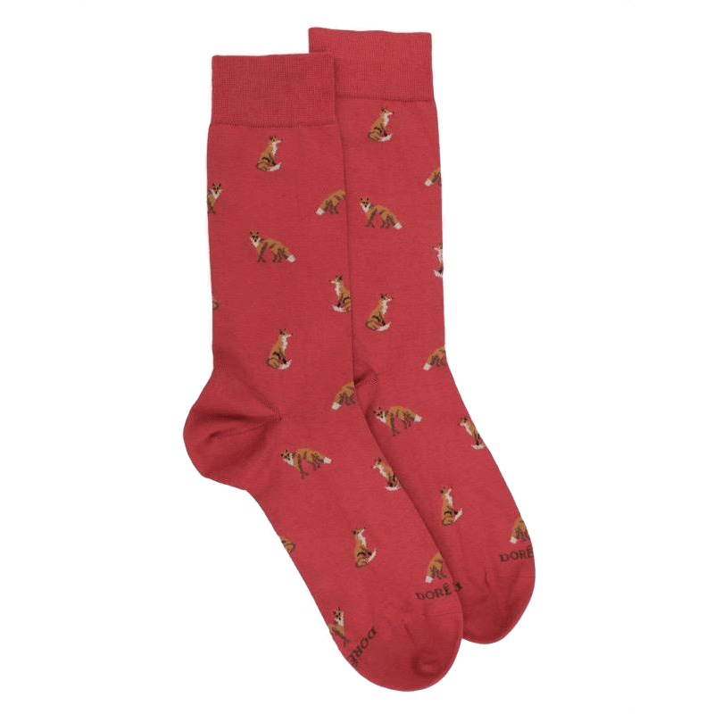 Doré Doré Chaussettes Homme En Coton à Motif Renard - Brique