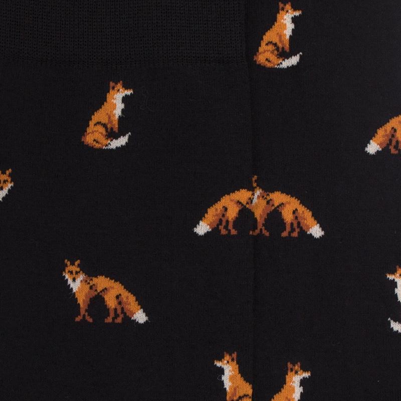 Doré Doré Chaussettes Homme En Coton à Motif Renard - Noir
