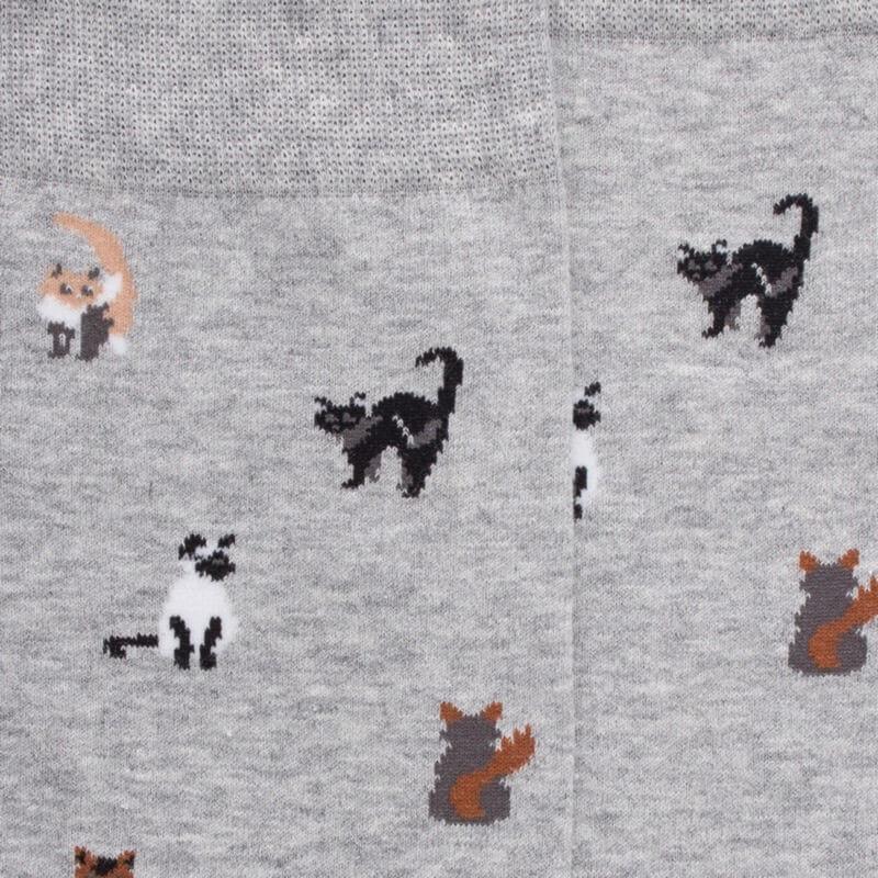 Doré Doré Chaussettes Homme En Coton à Motifs Chats - Gris Rocheux