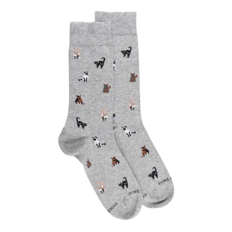 doré doré Chaussettes homme en coton à motifs chats - Gris Rocheux