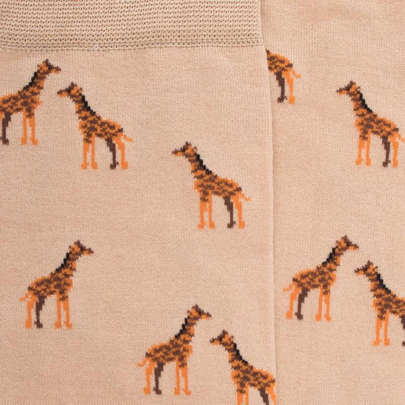 Doré Doré Chaussettes Homme En Coton à Motifs Girafes - Beige Grège