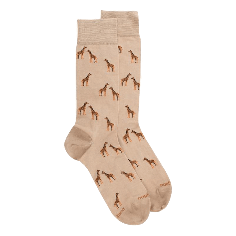 doré doré Chaussettes homme en coton à motifs girafes - Beige Grège