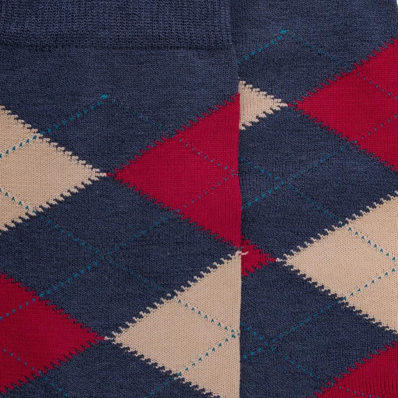 Doré Doré Chaussettes Homme En Coton à Motifs Intarsia - Bleu Facteur