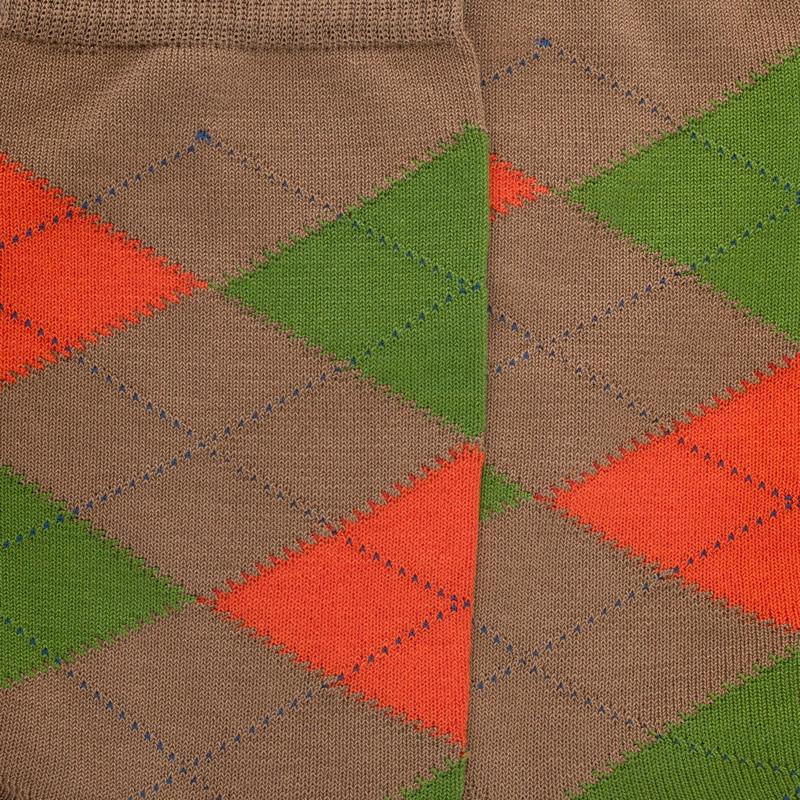 Doré Doré Chaussettes Homme En Coton à Motifs Intarsia - Marron Faon
