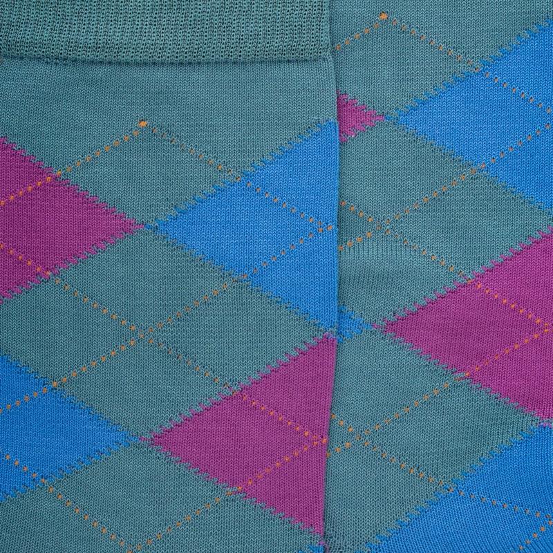 Doré Doré Chaussettes Homme En Coton à Motifs Intarsia - Vert Plantain