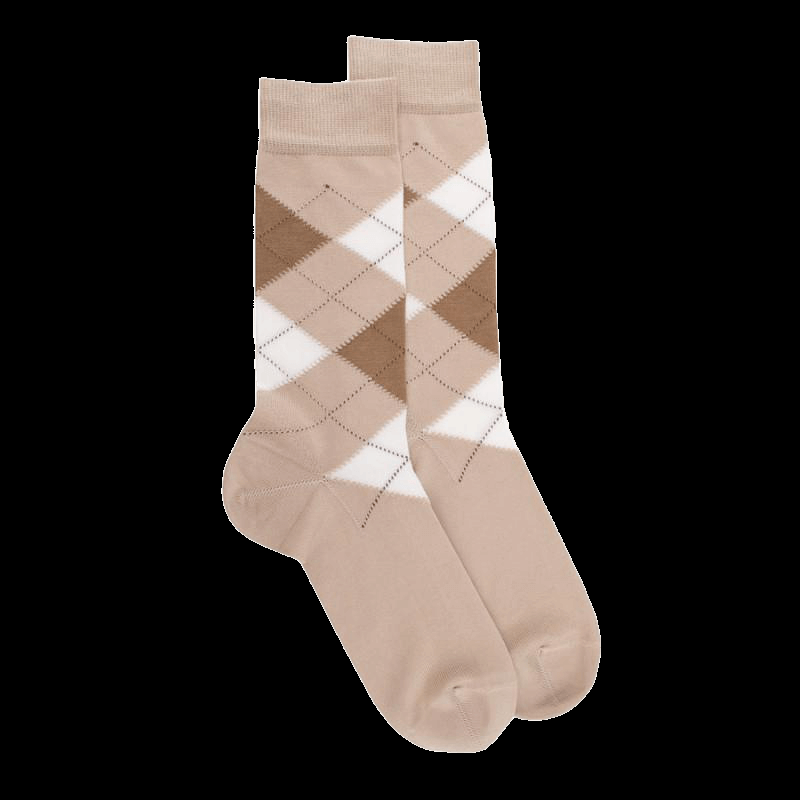 doré doré Chaussettes homme en coton à motifs Jacquard - Beige Grège