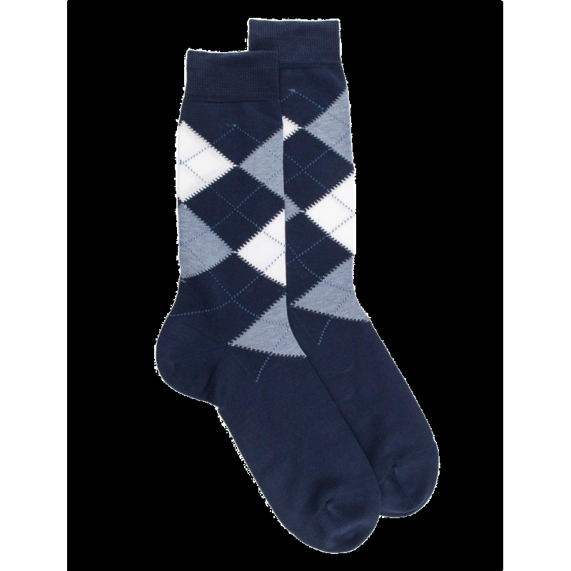 Doré Doré Chaussettes Homme En Coton à Motifs Jacquard - Bleu Matelot