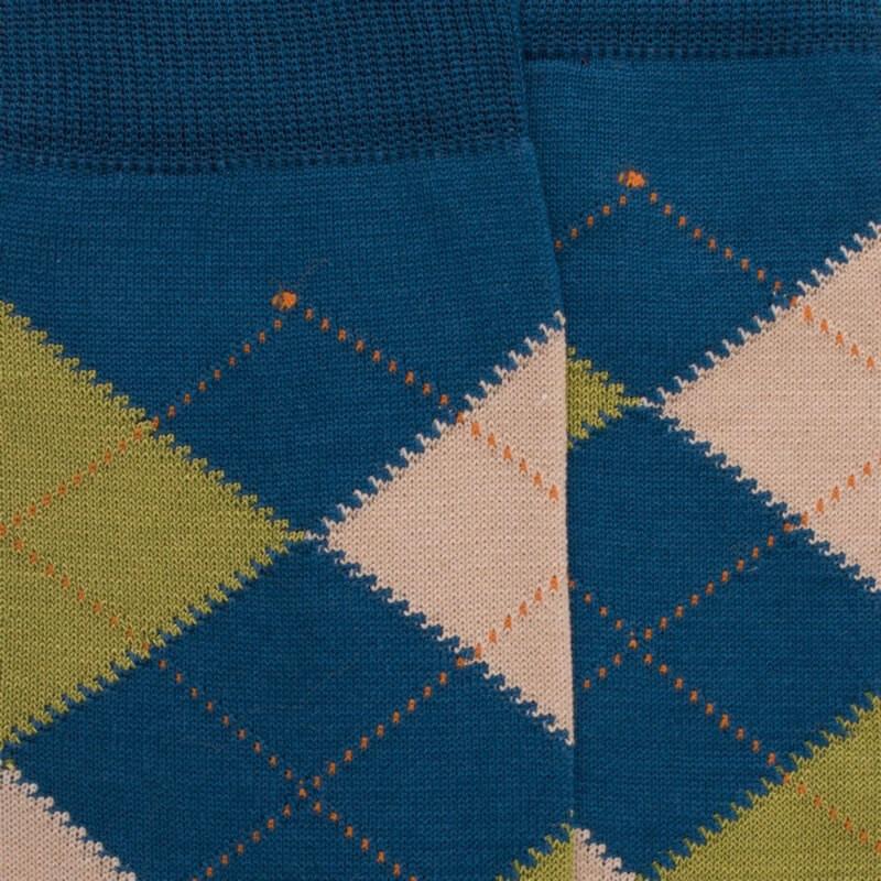 Doré Doré Chaussettes Homme En Coton à Motifs Jacquard - Bleu