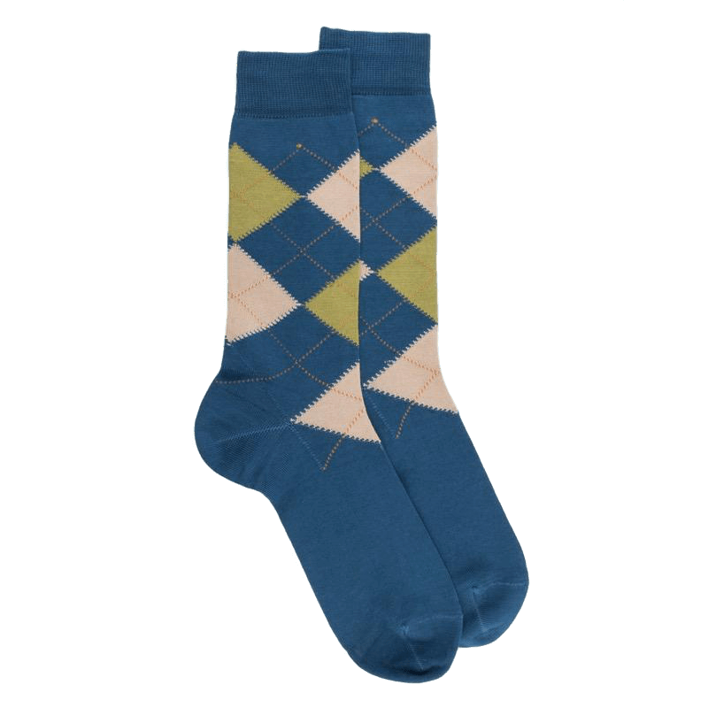 Doré Doré Chaussettes Homme En Coton à Motifs Jacquard - Bleu