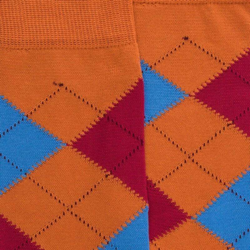 Doré Doré Chaussettes Homme En Coton à Motifs Jacquard - Orange Cognac